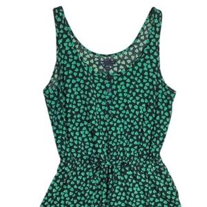 Gap Summer Dress Black with Green Heart Pattern